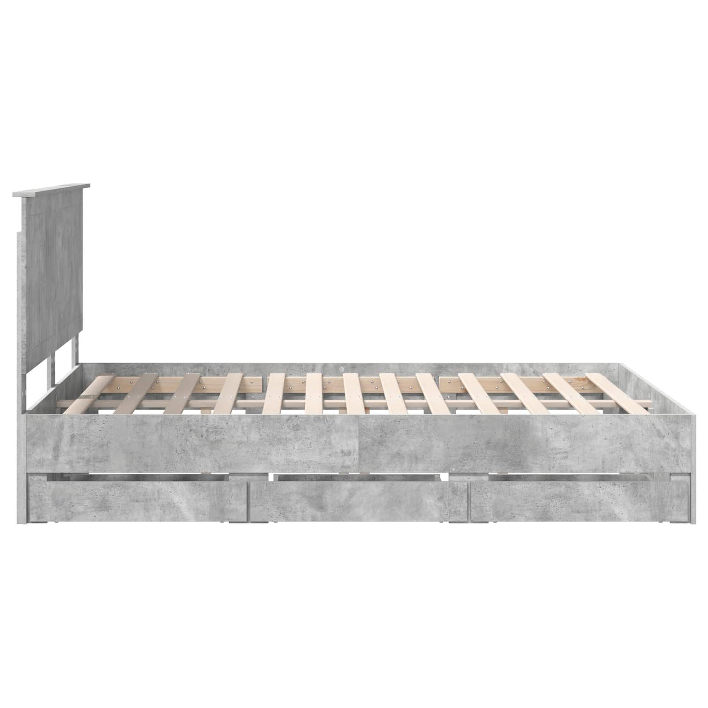 vidaXL Bed Frame with Drawer Concrete Grey 140 x 200 cm Engineer Wood