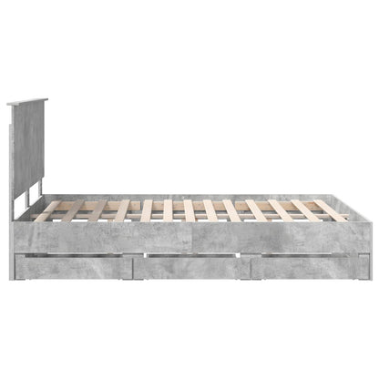 vidaXL Bed Frame with Drawer Concrete Grey 140 x 200 cm Engineer Wood