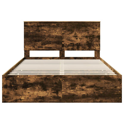 vidaXL Bed Frame with Drawer Smoked Oak 140 x 200 cm Engineer Wood
