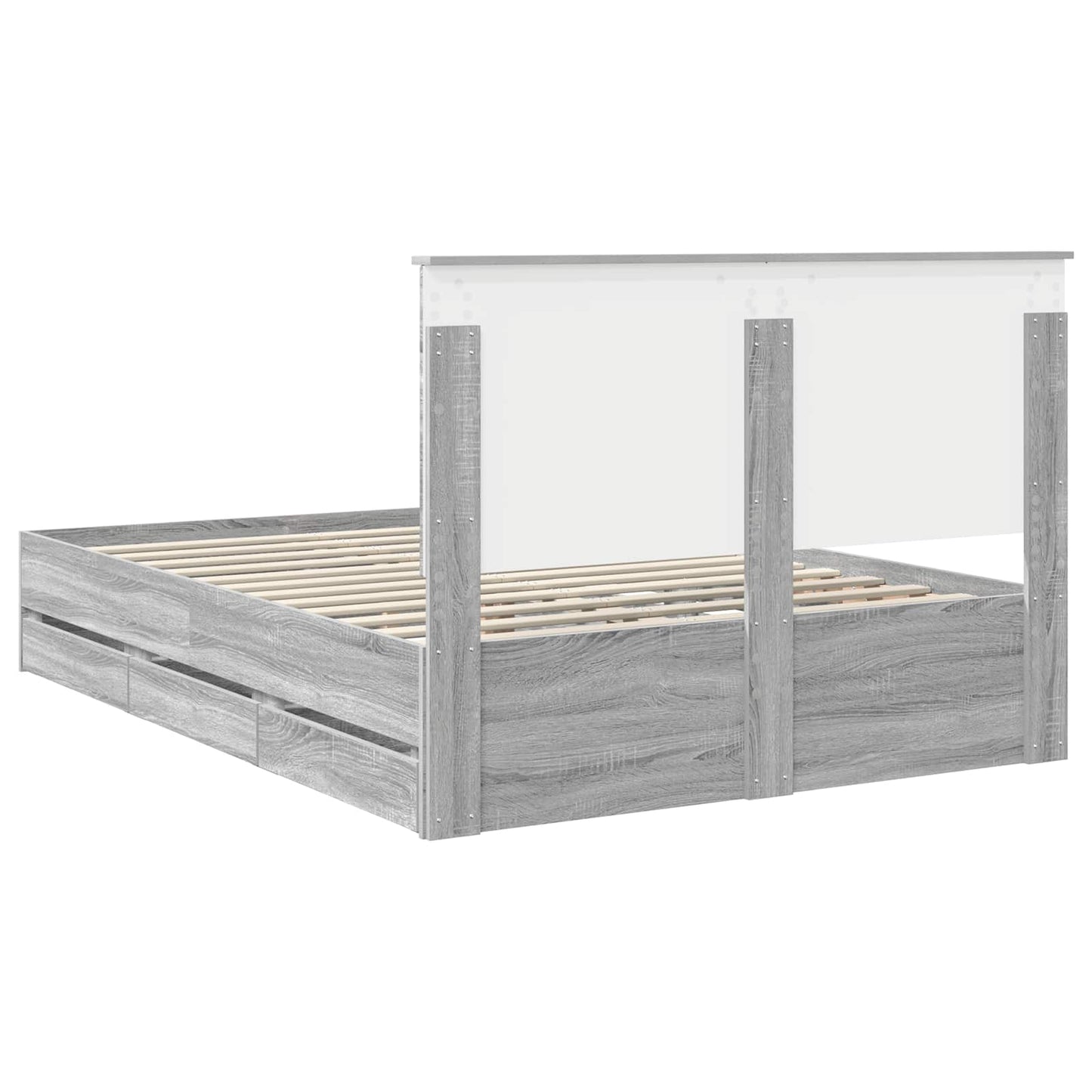 vidaXL Bed Frame with Drawer Grey Sonoma 140 x 200 cm Engineer Wood