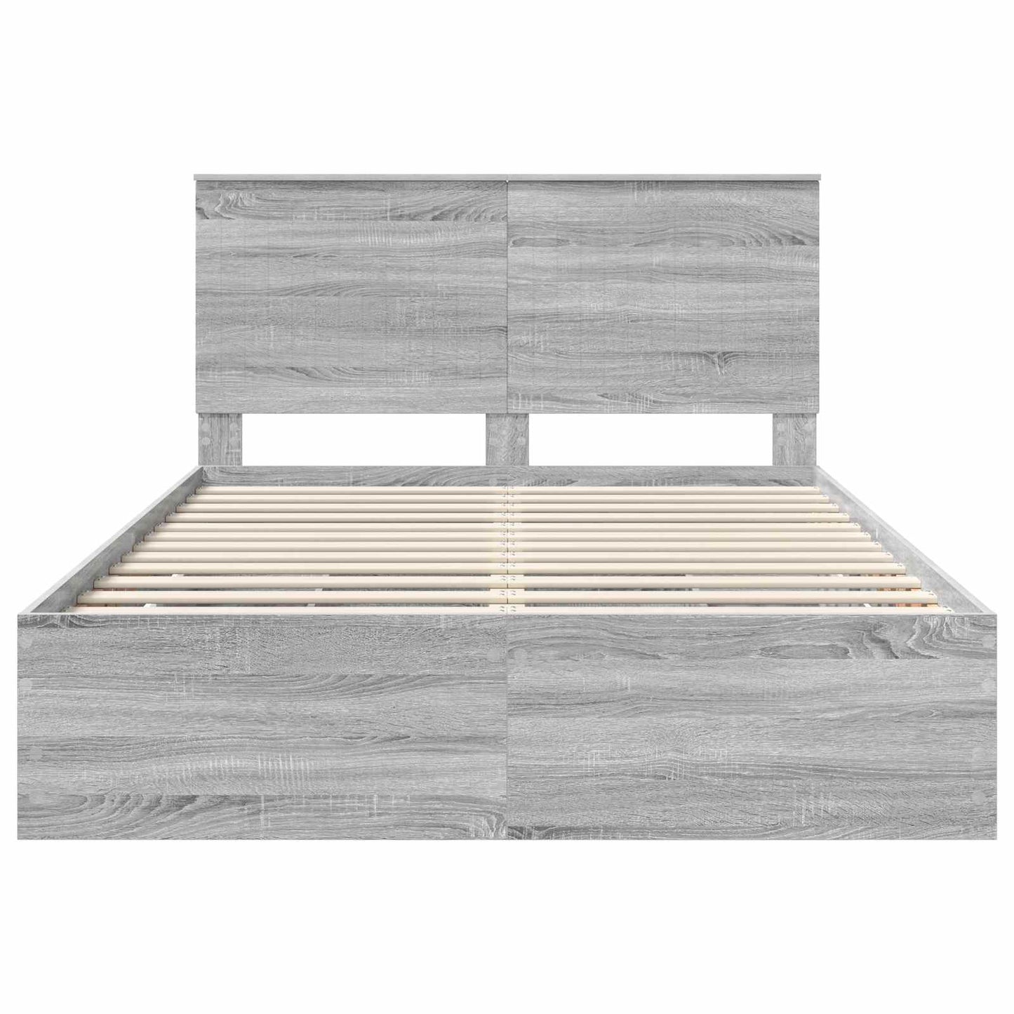 vidaXL Bed Frame with Drawer Grey Sonoma 140 x 200 cm Engineer Wood