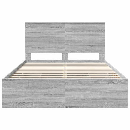 vidaXL Bed Frame with Drawer Grey Sonoma 140 x 200 cm Engineer Wood