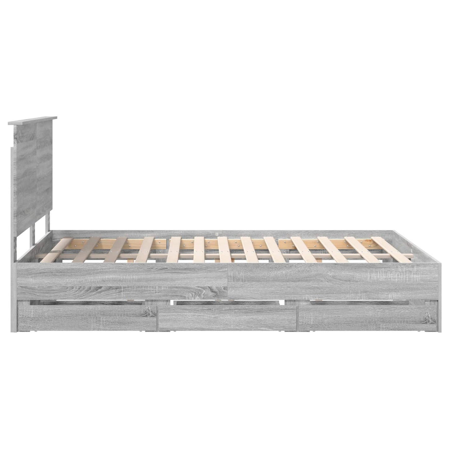 vidaXL Bed Frame with Drawer Grey Sonoma 140 x 200 cm Engineer Wood