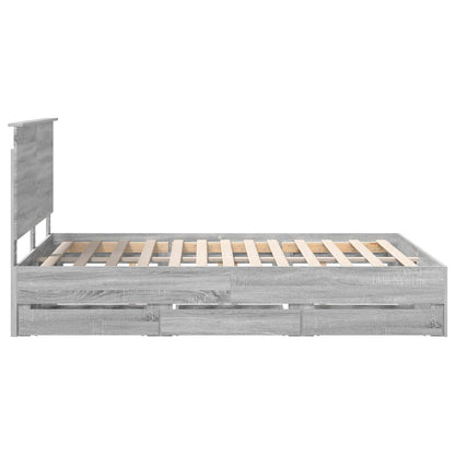 vidaXL Bed Frame with Drawer Grey Sonoma 140 x 200 cm Engineer Wood
