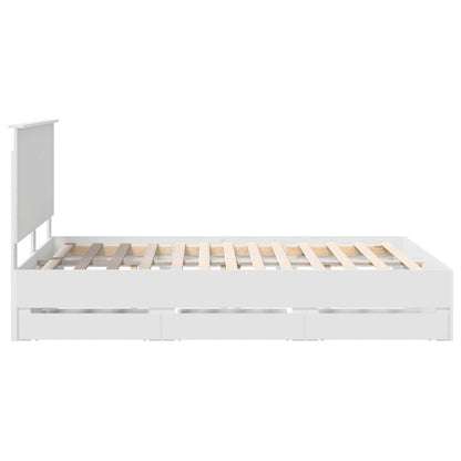 vidaXL Bed Frame with Drawer White 140 x 190 cm Engineer Wood