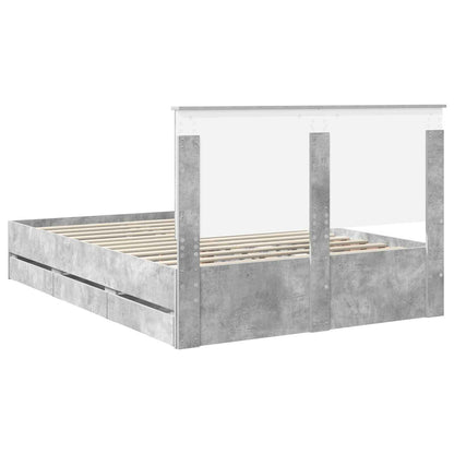 vidaXL Bed Frame with Drawer Concrete Grey 140 x 190 cm Engineer Wood