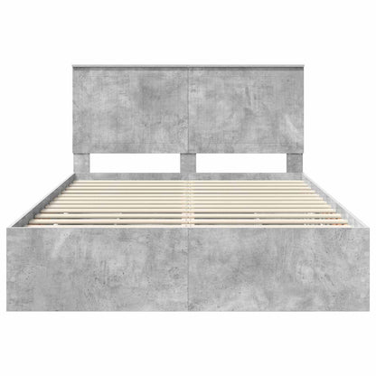 vidaXL Bed Frame with Drawer Concrete Grey 140 x 190 cm Engineer Wood