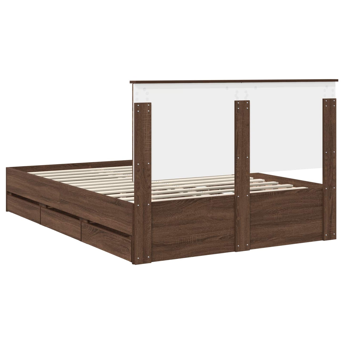 vidaXL Bed Frame with Drawer Brown Oak 135 x 190 cm Engineer Wood