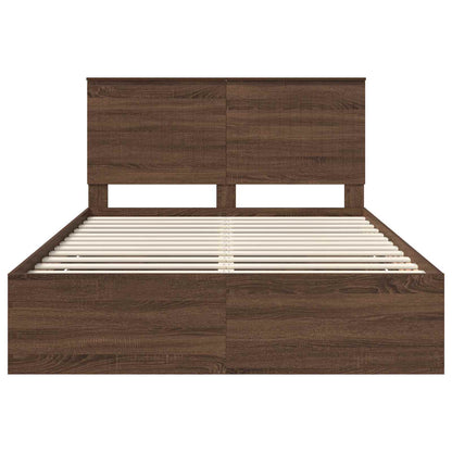 vidaXL Bed Frame with Drawer Brown Oak 135 x 190 cm Engineer Wood