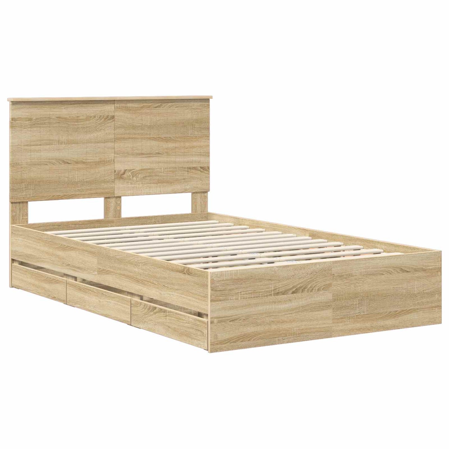 vidaXL Bed Frame with Drawer Sonoma Oak 120 x 200 cm Engineer Wood