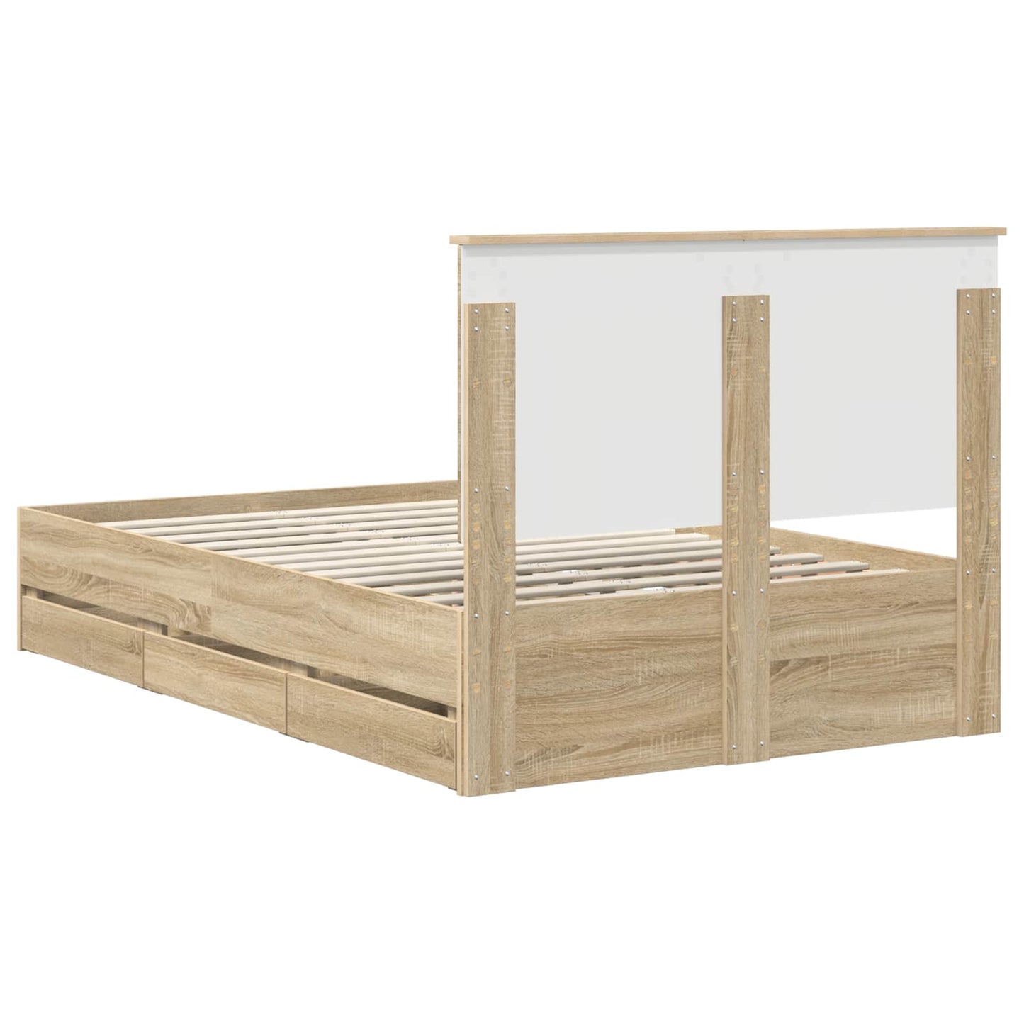 vidaXL Bed Frame with Drawer Sonoma Oak 120 x 200 cm Engineer Wood