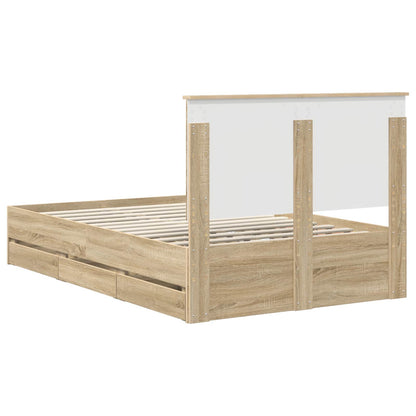 vidaXL Bed Frame with Drawer Sonoma Oak 120 x 200 cm Engineer Wood