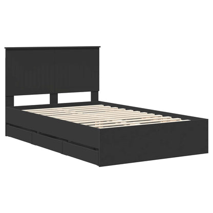 vidaXL Bed Frame with Drawer Black 120 x 190 cm Engineer Wood
