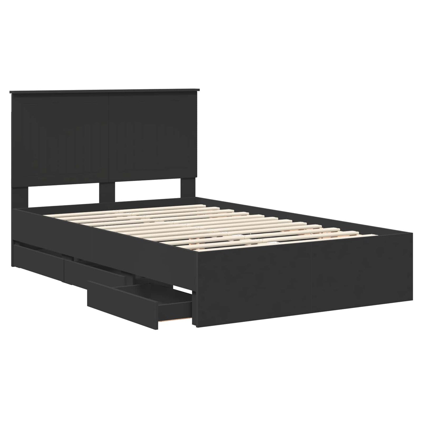 vidaXL Bed Frame with Drawer Black 120 x 190 cm Engineer Wood