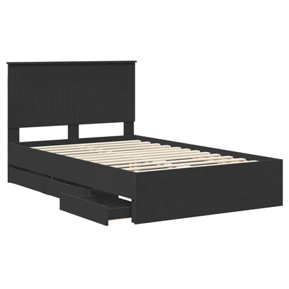 vidaXL Bed Frame with Drawer Black 120 x 190 cm Engineer Wood