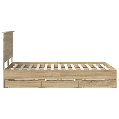 vidaXL Bed Frame with Drawer Sonoma Oak 120 x 190 cm Engineer Wood