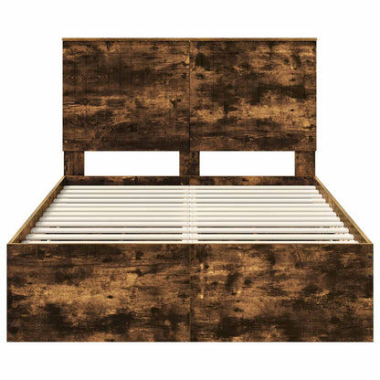 vidaXL Bed Frame with Drawer Smoked Oak 120 x 190 cm Engineer Wood