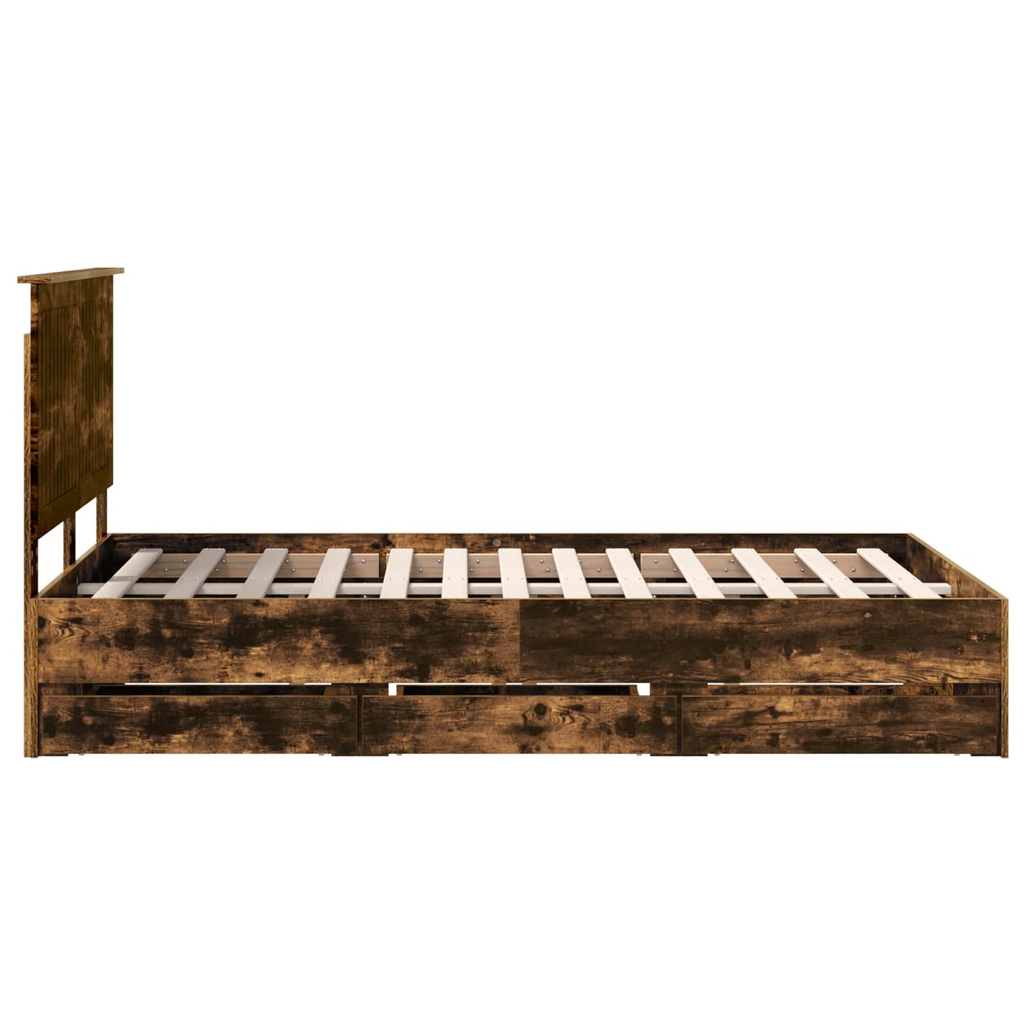 vidaXL Bed Frame with Drawer Smoked Oak 120 x 190 cm Engineer Wood