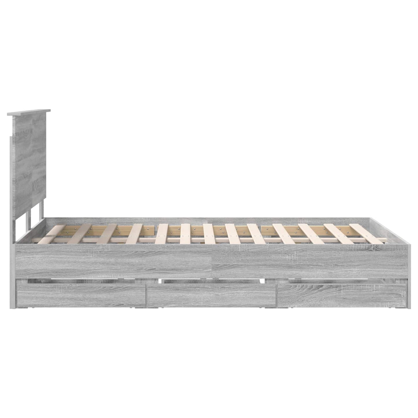 vidaXL Bed Frame with Drawer Grey Sonoma 120 x 190 cm Engineer Wood