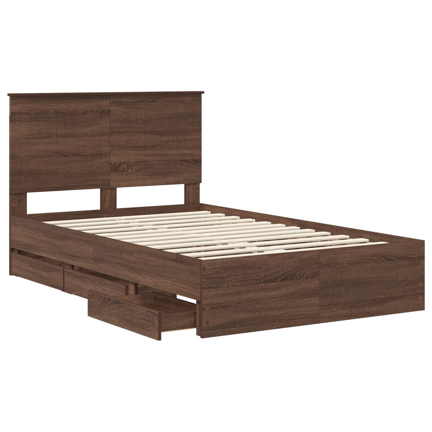vidaXL Bed Frame with Drawer Brown Oak 120 x 190 cm Engineer Wood