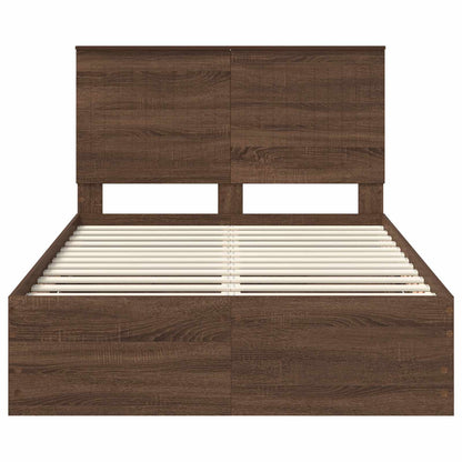 vidaXL Bed Frame with Drawer Brown Oak 120 x 190 cm Engineer Wood