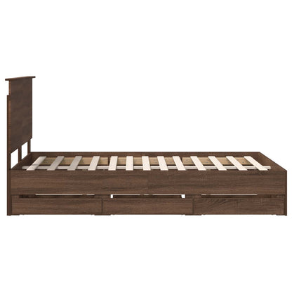 vidaXL Bed Frame with Drawer Brown Oak 120 x 190 cm Engineer Wood