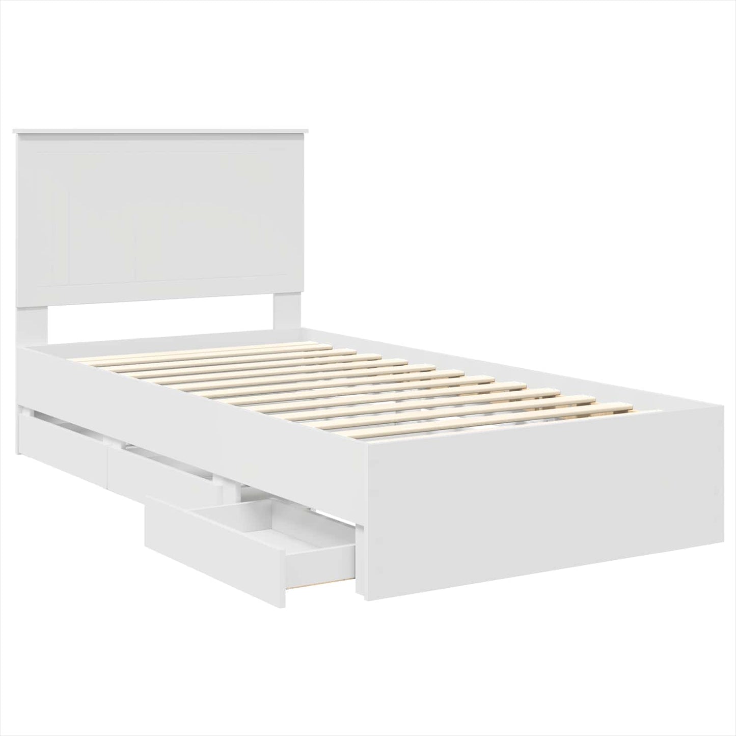 vidaXL Bed Frame with Drawer White 100 x 200 cm Engineer Wood