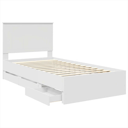 vidaXL Bed Frame with Drawer White 100 x 200 cm Engineer Wood