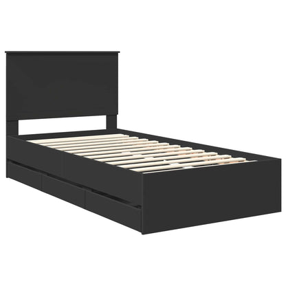 vidaXL Bed Frame with Drawer Black 100 x 200 cm Engineer Wood