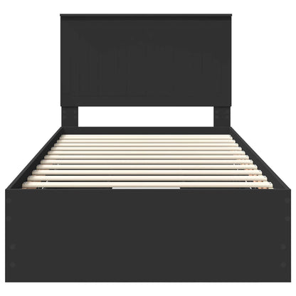 vidaXL Bed Frame with Drawer Black 100 x 200 cm Engineer Wood