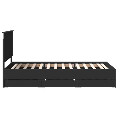vidaXL Bed Frame with Drawer Black 100 x 200 cm Engineer Wood