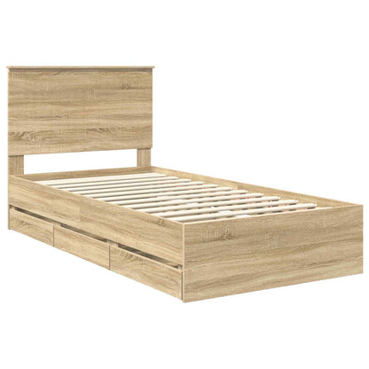 vidaXL Bed Frame with Drawer Sonoma Oak 100 x 200 cm Engineer Wood