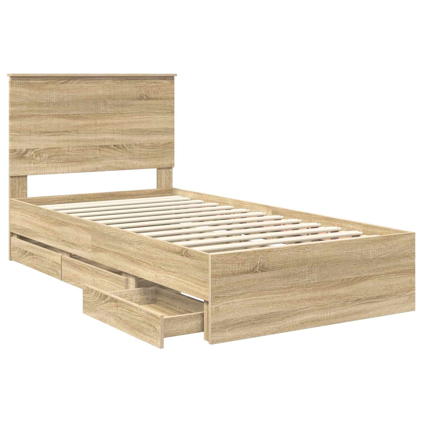 vidaXL Bed Frame with Drawer Sonoma Oak 100 x 200 cm Engineer Wood