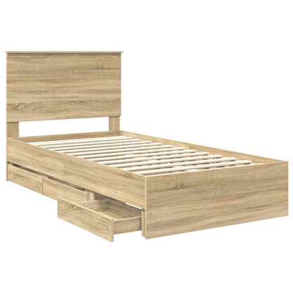 vidaXL Bed Frame with Drawer Sonoma Oak 100 x 200 cm Engineer Wood