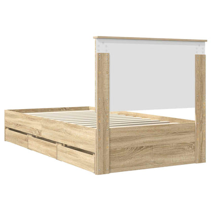 vidaXL Bed Frame with Drawer Sonoma Oak 100 x 200 cm Engineer Wood