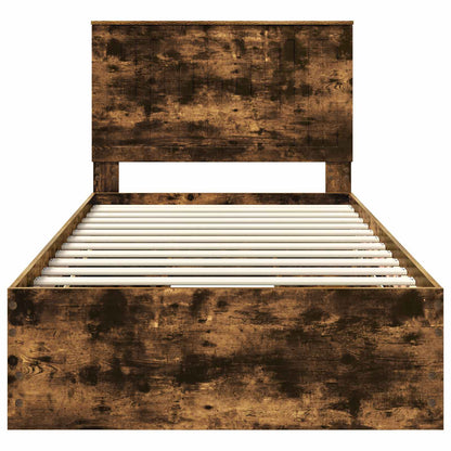 vidaXL Bed Frame with Drawer Smoked Oak 100 x 200 cm Engineer Wood