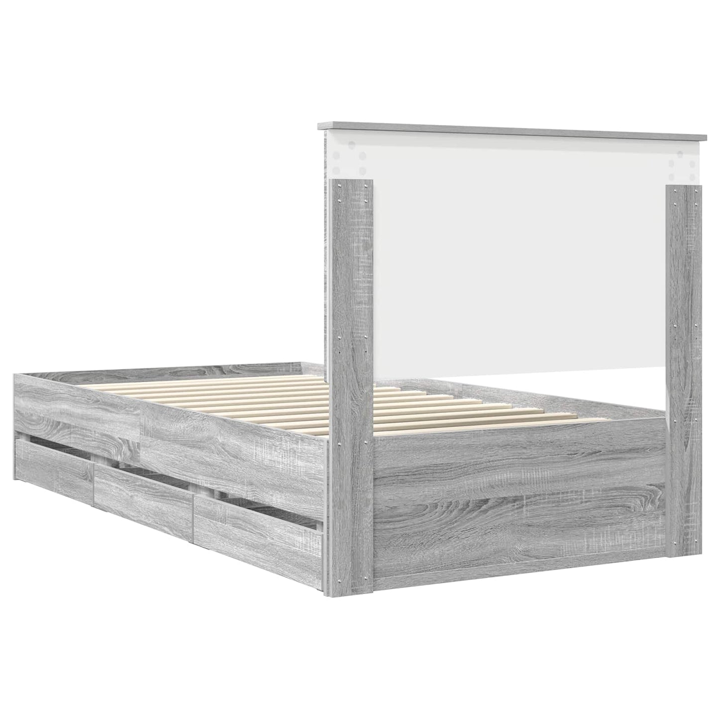 vidaXL Bed Frame with Drawer Grey Sonoma 100 x 200 cm Engineer Wood