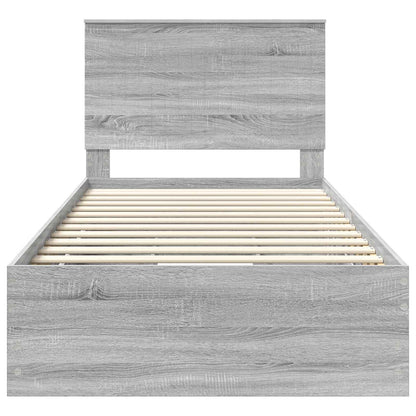 vidaXL Bed Frame with Drawer Grey Sonoma 100 x 200 cm Engineer Wood