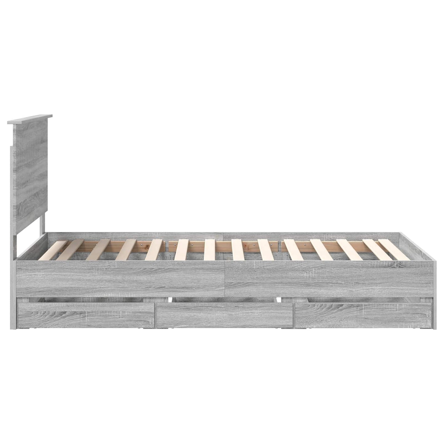 vidaXL Bed Frame with Drawer Grey Sonoma 100 x 200 cm Engineer Wood