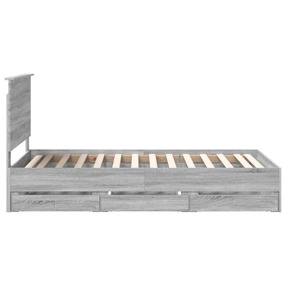vidaXL Bed Frame with Drawer Grey Sonoma 100 x 200 cm Engineer Wood