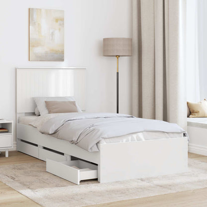 vidaXL Bed Frame with Drawer White 90 x 200 cm Engineer Wood