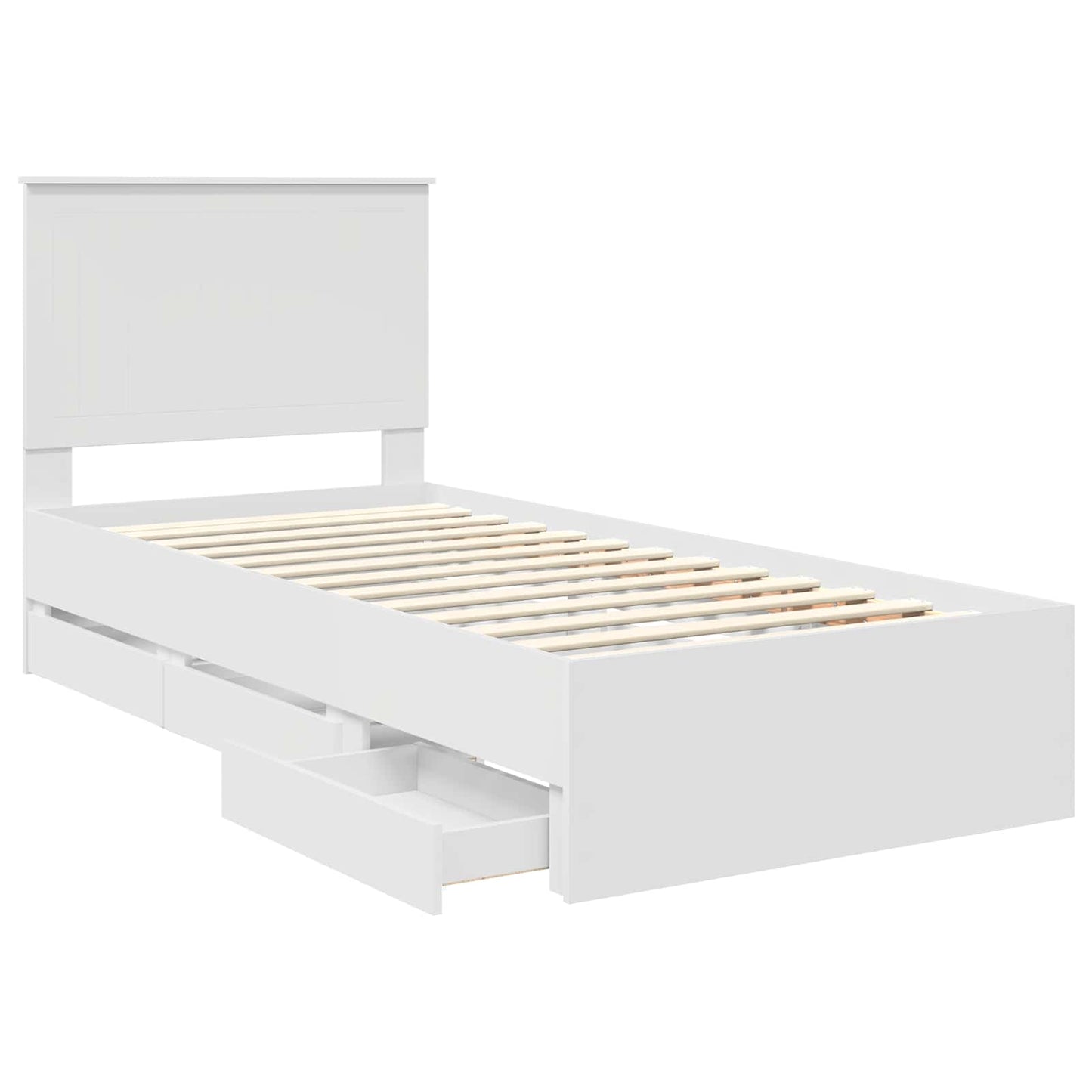 vidaXL Bed Frame with Drawer White 90 x 200 cm Engineer Wood