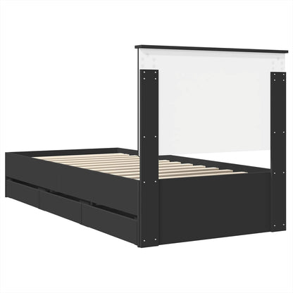 vidaXL Bed Frame with Drawer Black 90 x 200 cm Engineer Wood
