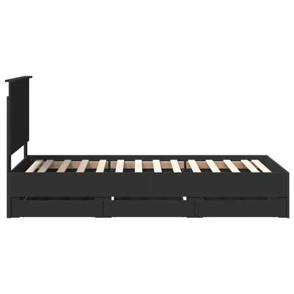 vidaXL Bed Frame with Drawer Black 90 x 200 cm Engineer Wood