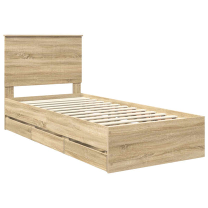 vidaXL Bed Frame with Drawer Sonoma Oak 90 x 200 cm Engineer Wood