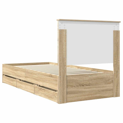 vidaXL Bed Frame with Drawer Sonoma Oak 90 x 200 cm Engineer Wood