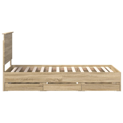 vidaXL Bed Frame with Drawer Sonoma Oak 90 x 200 cm Engineer Wood