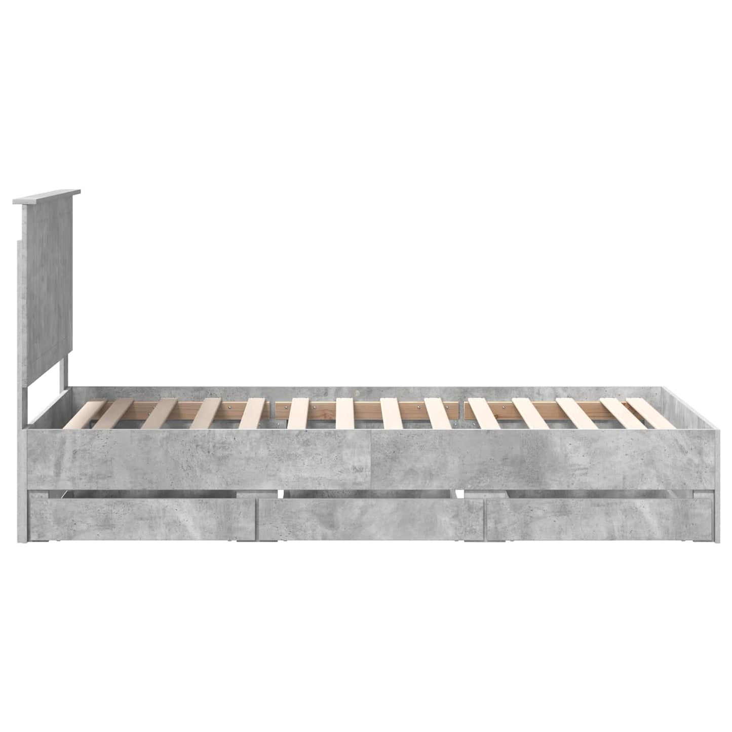 vidaXL Bed Frame with Drawer Concrete Grey 90 x 200 cm Engineer Wood