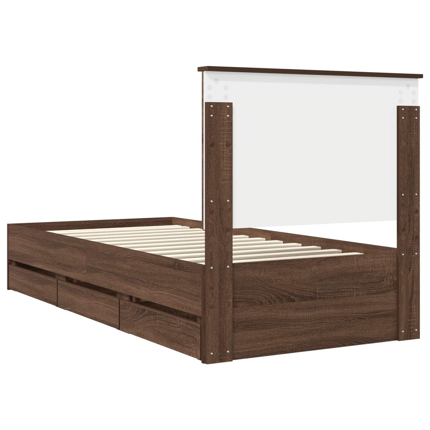 vidaXL Bed Frame with Drawer Brown Oak 90 x 200 cm Engineer Wood