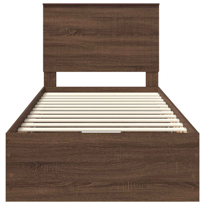 vidaXL Bed Frame with Drawer Brown Oak 90 x 200 cm Engineer Wood